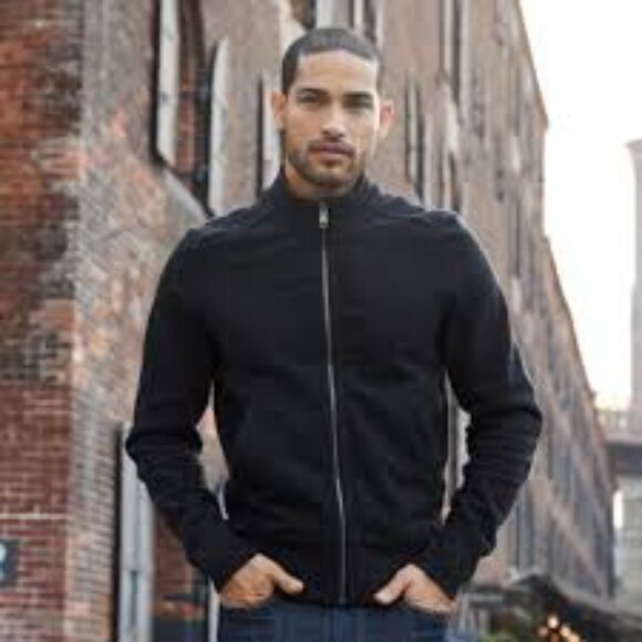 American Giant Moto Full Zip Jacket Men M Business Casual Classic Black 2 Pocket